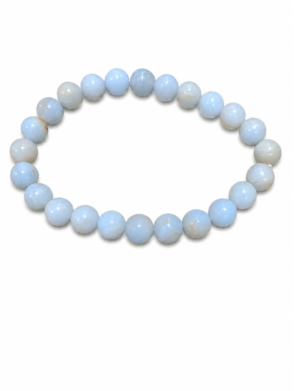 Light-Blue Angelite Beaded Stretch Bracelet 6" Stretchable